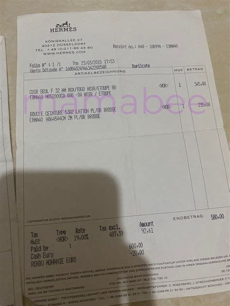 hermes birkin 40 receipt